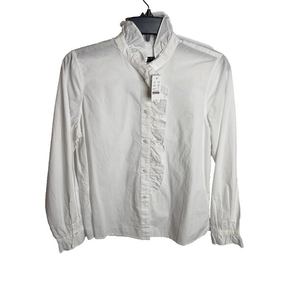 J.Crew Cottage Top in Cotton Poplin White Size 2 BP622 - Picture 1 of 5